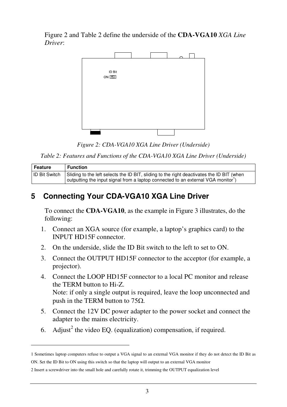 5 connecting your cda-vga10 xga line driver | Comprehensive CDA-VGA10 User Manual | Page 5 / 6
