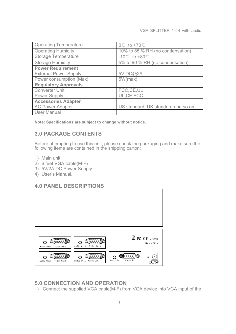 Comprehensive CDA-VGA104A User Manual | Page 3 / 4