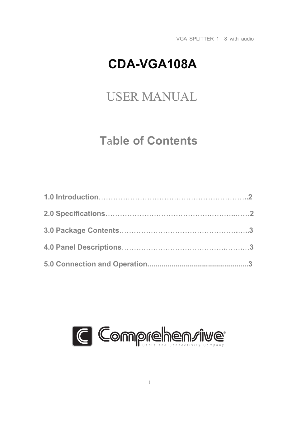 Comprehensive CDA-VGA108A User Manual | 4 pages