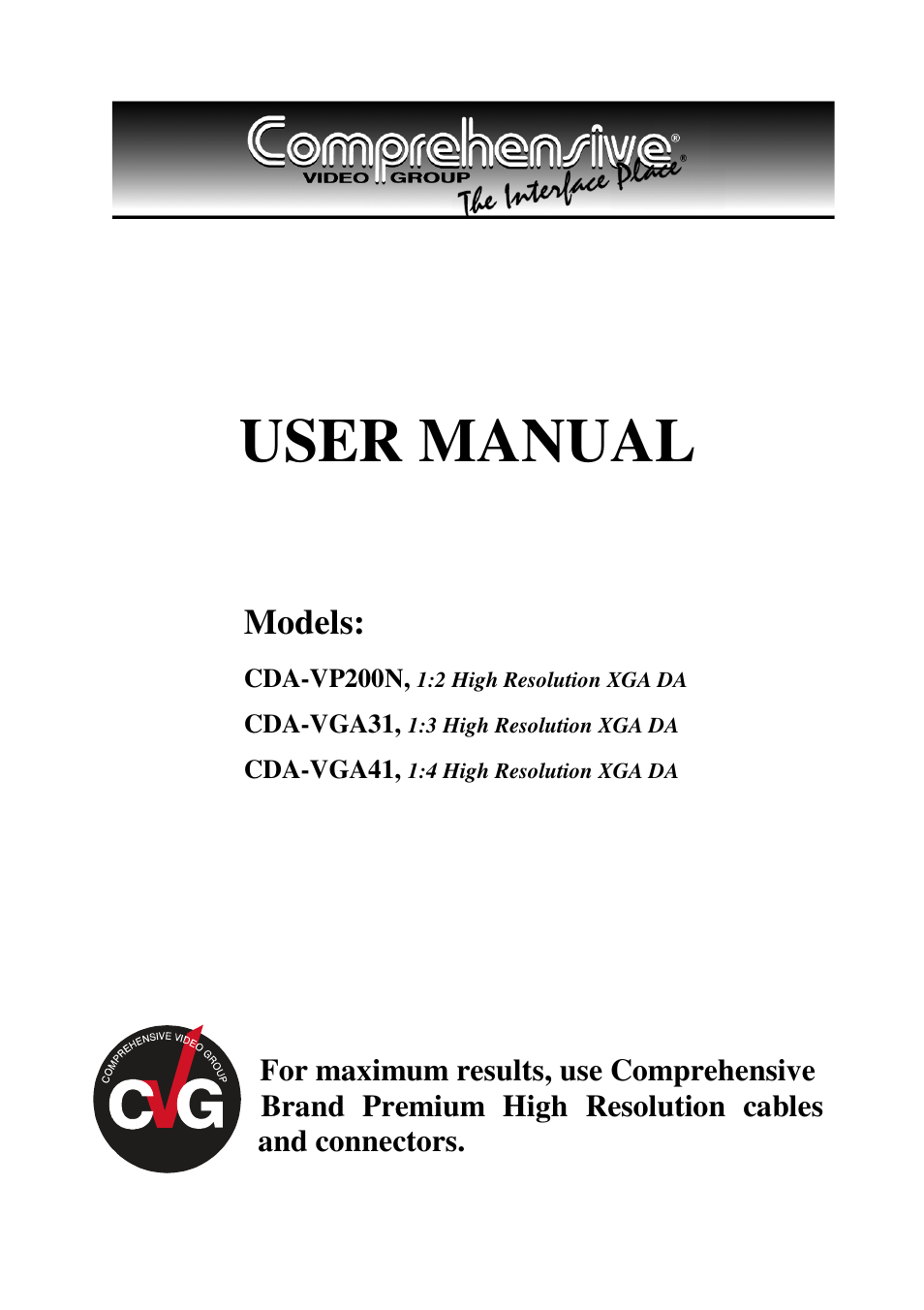 Comprehensive CDA-VGA41 User Manual | 9 pages