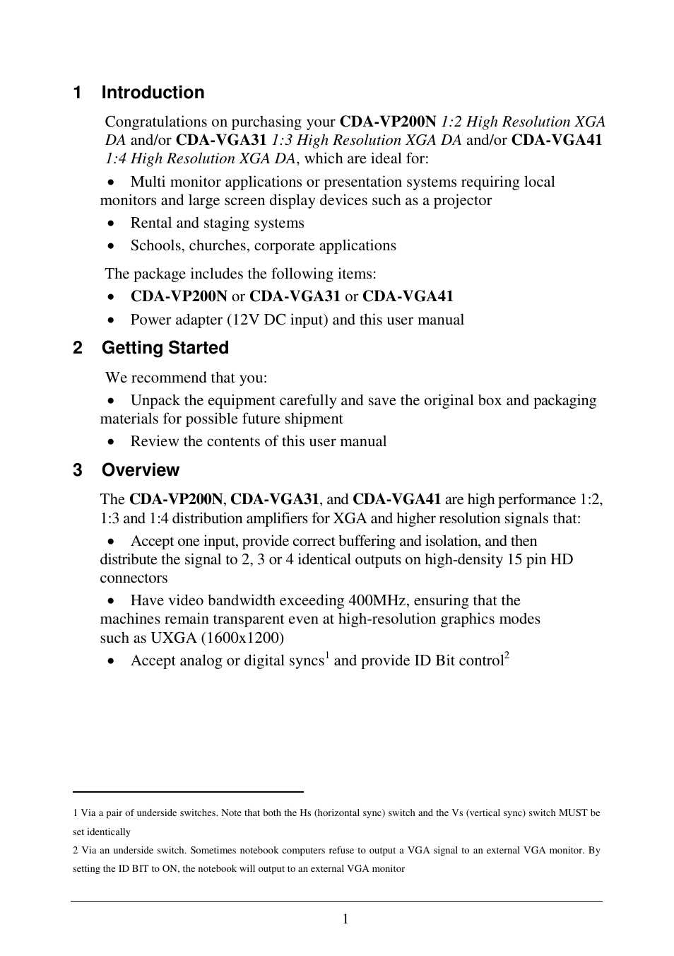 Comprehensive CDA-VGA41 User Manual | Page 3 / 9