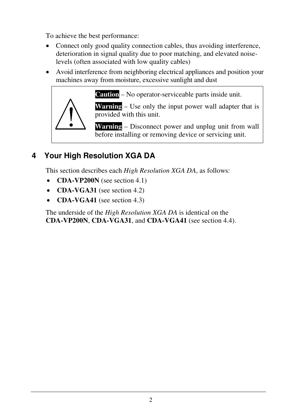 4 your high resolution xga da | Comprehensive CDA-VGA41 User Manual | Page 4 / 9