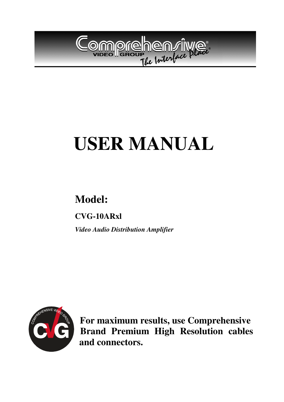 Comprehensive CVG-10ARxl User Manual | 10 pages