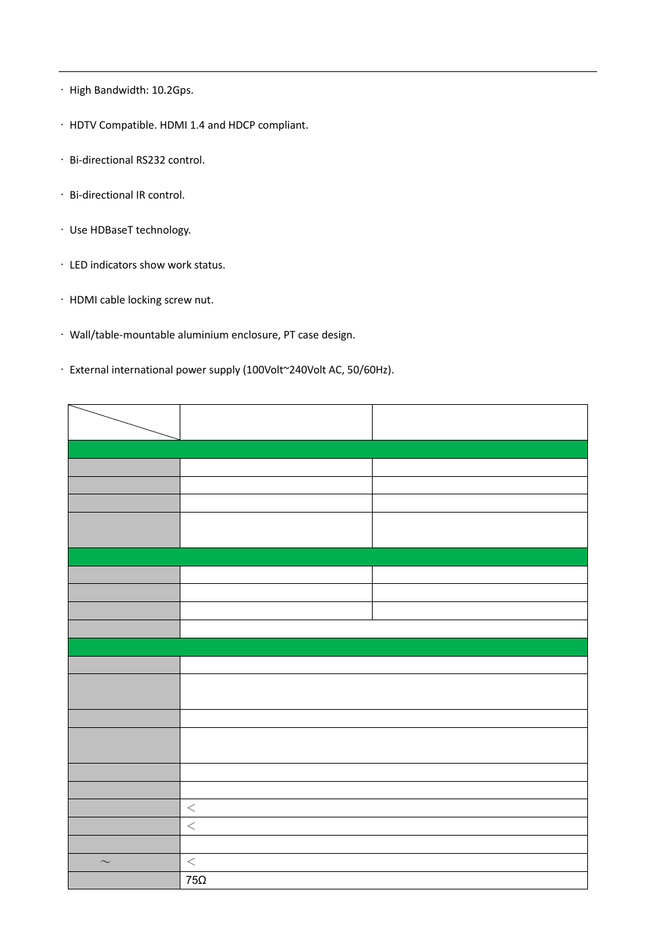 Specification | Comprehensive CE-HDBT100 User Manual | Page 4 / 9