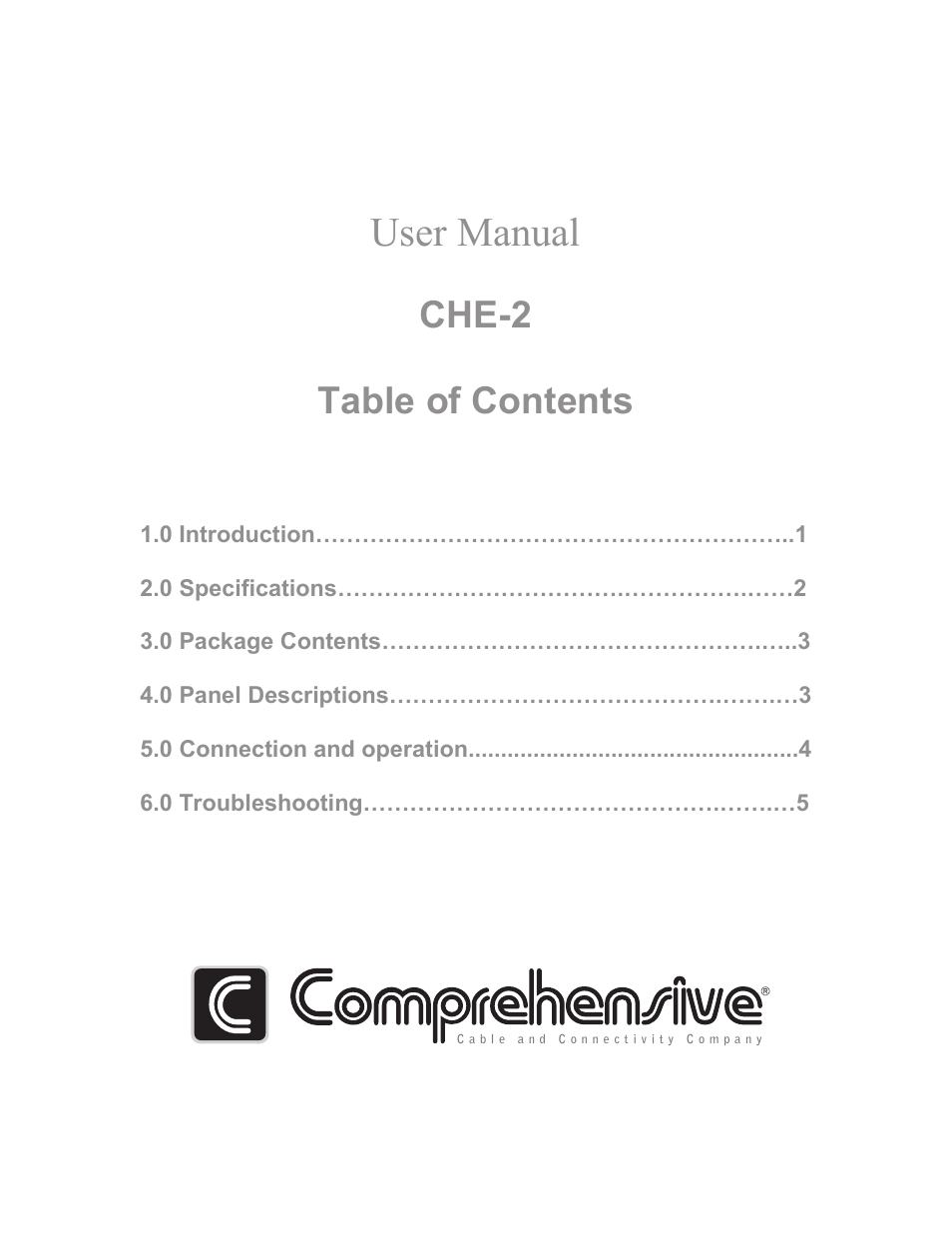 Comprehensive CHE-2 User Manual | 6 pages