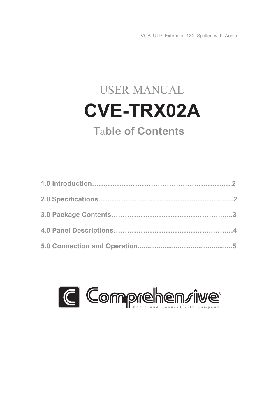 Comprehensive CVE-TRX02A User Manual | 5 pages