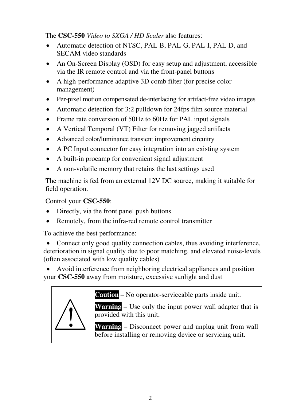 Comprehensive CSC-550 User Manual | Page 4 / 11