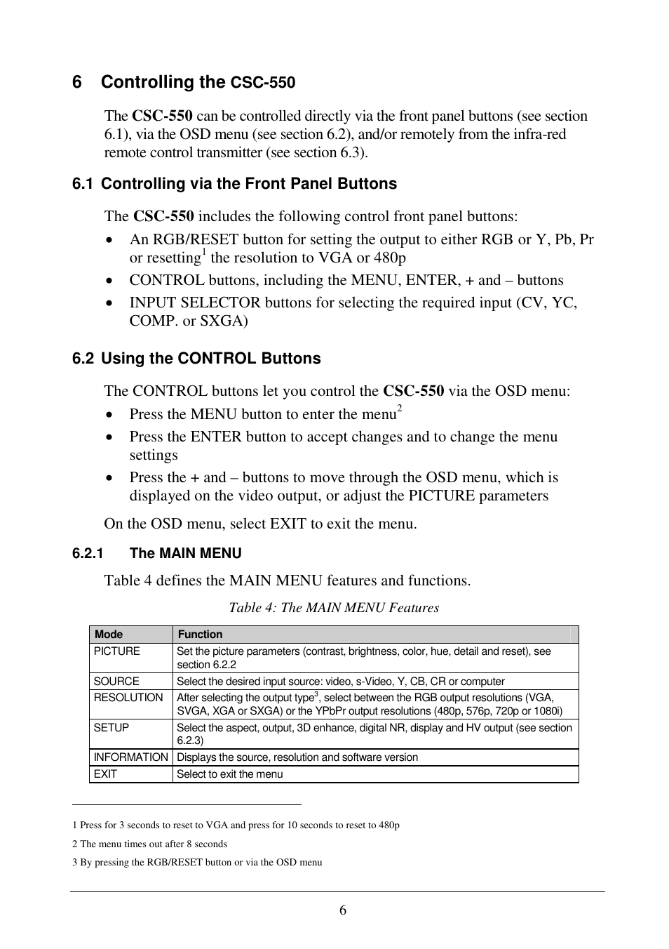 6 controlling the | Comprehensive CSC-550 User Manual | Page 8 / 11