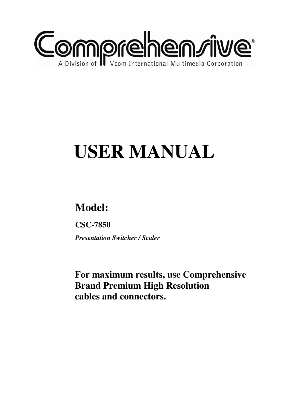 Comprehensive CSC-7850 User Manual | 46 pages