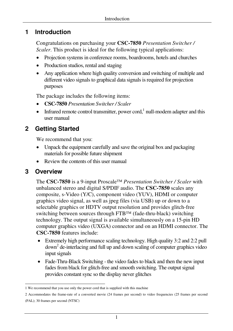 1 introduction, 2 getting started, 3 overview | Comprehensive CSC-7850 User Manual | Page 4 / 46