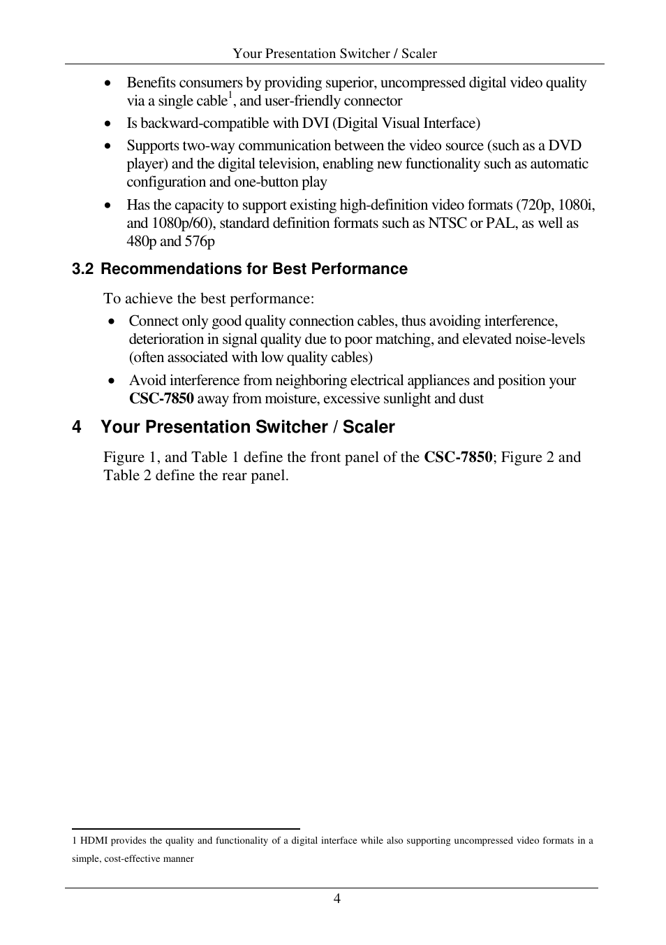 4 your presentation switcher / scaler | Comprehensive CSC-7850 User Manual | Page 7 / 46