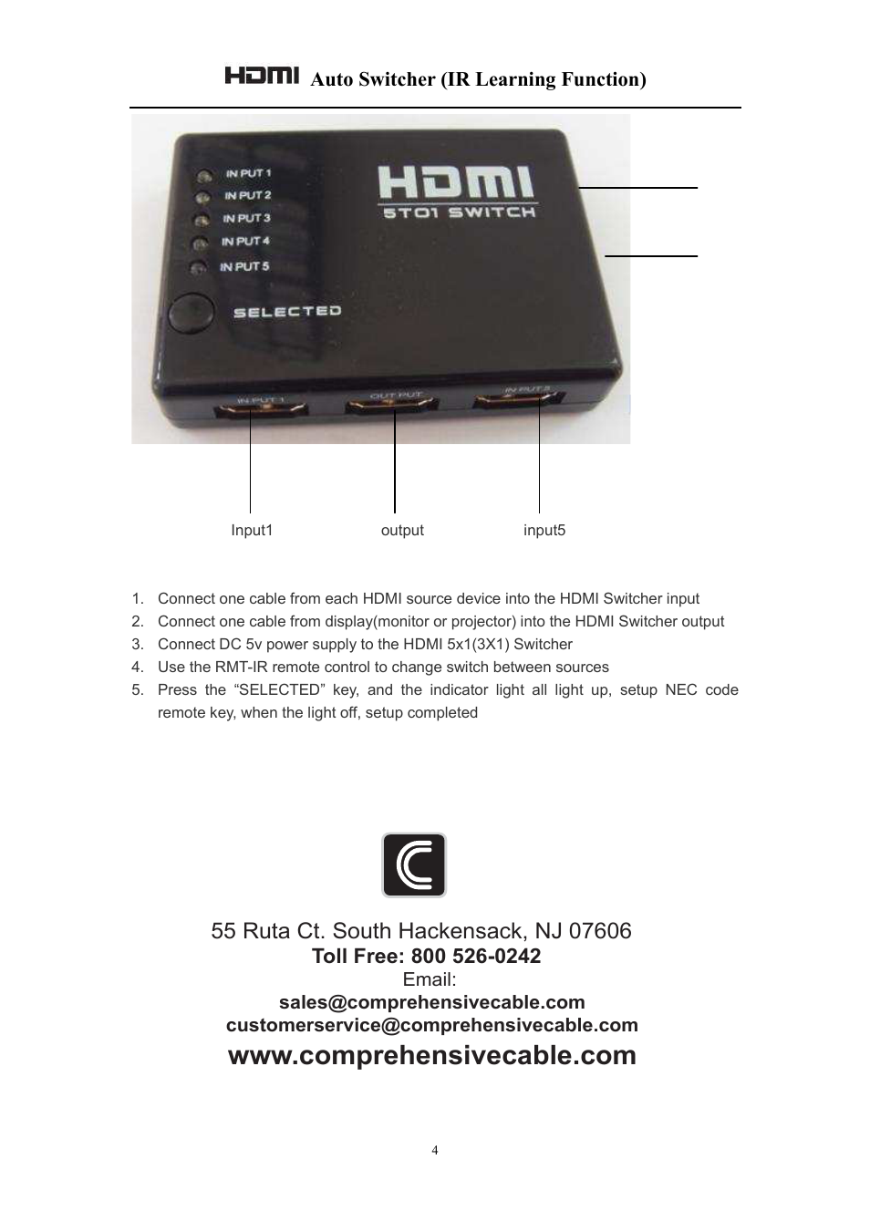 Comprehensive CSW-HD301C User Manual | Page 4 / 4
