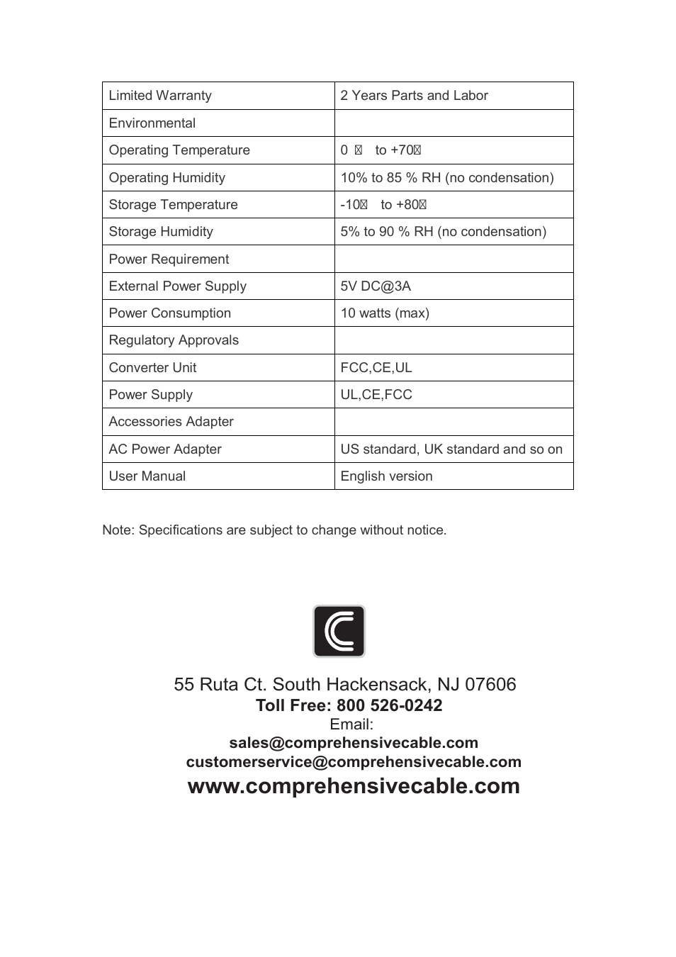Comprehensive CSW-HD440 User Manual | Page 3 / 3