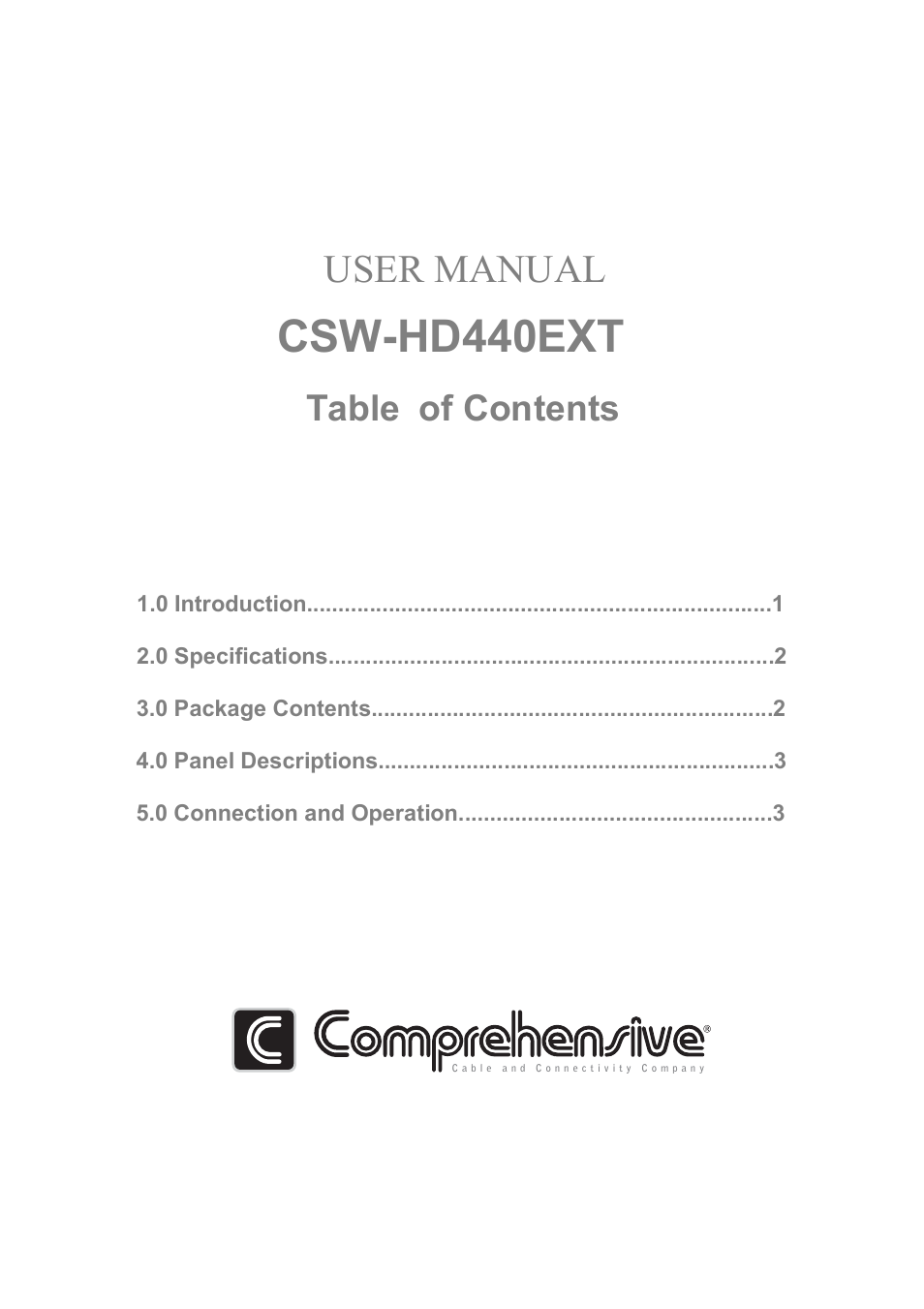 Comprehensive CSW-HD440EXT User Manual | 7 pages