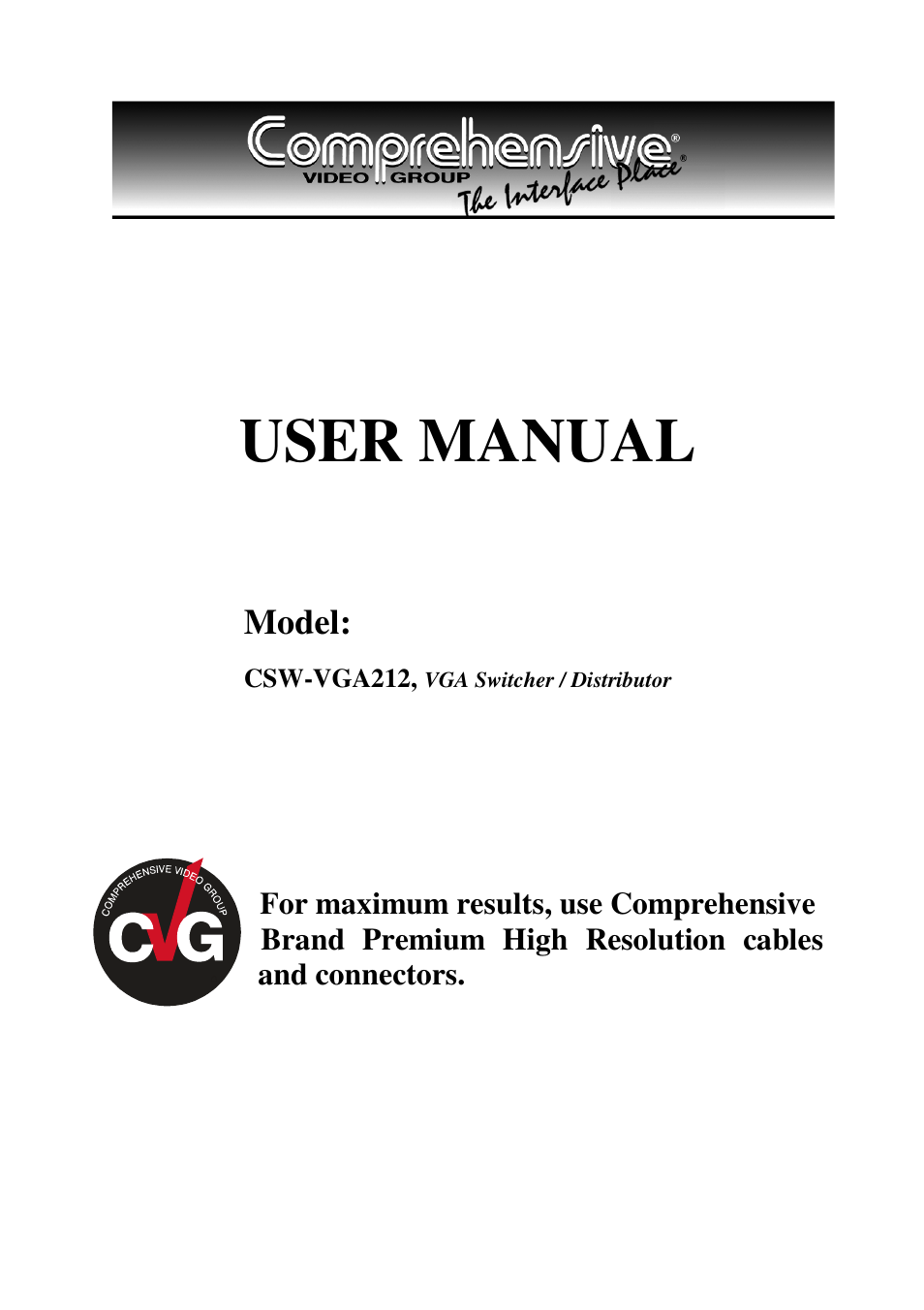 Comprehensive CSW-VGA212 User Manual | 6 pages