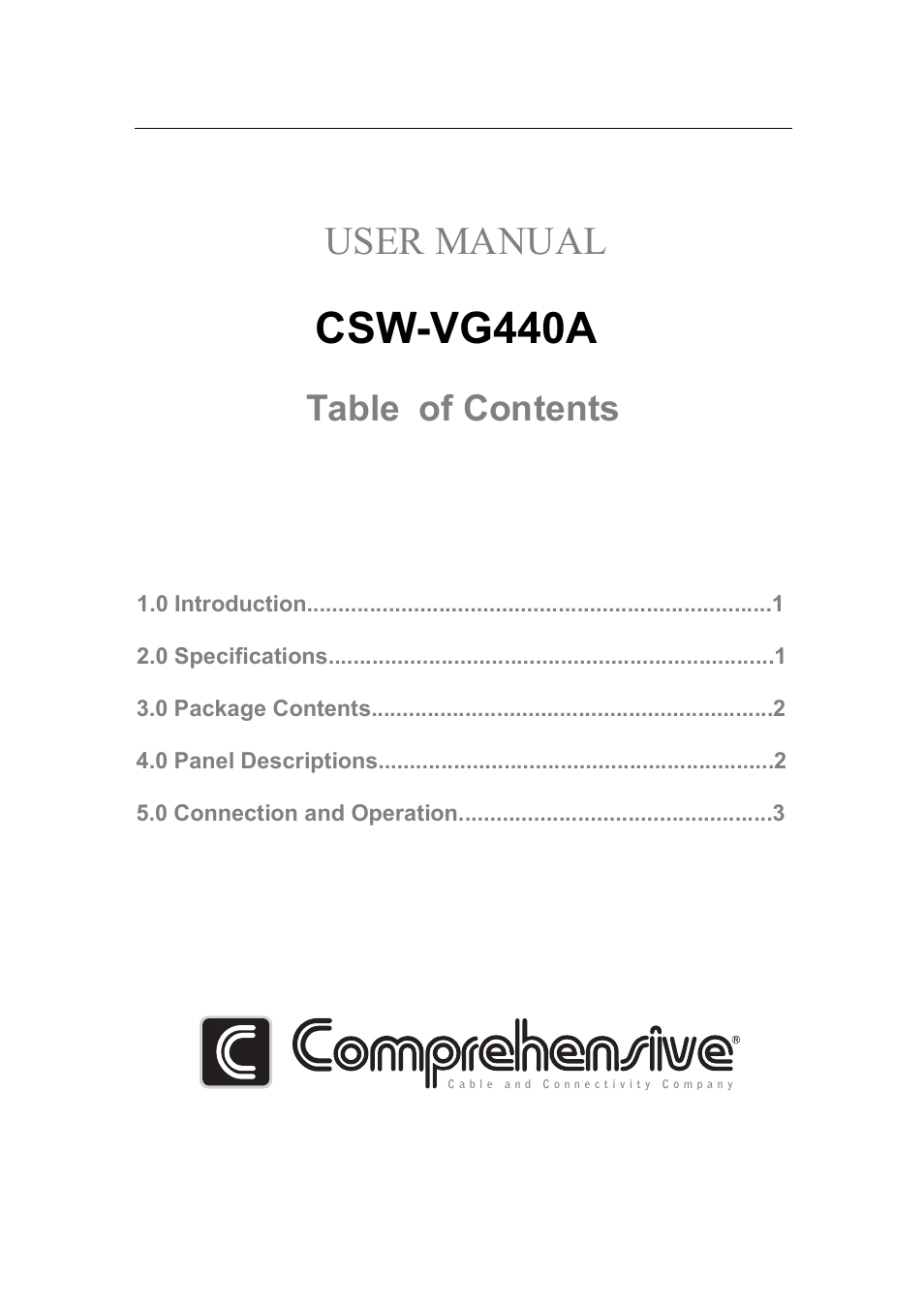 Comprehensive CSW-VGA440A User Manual | 6 pages