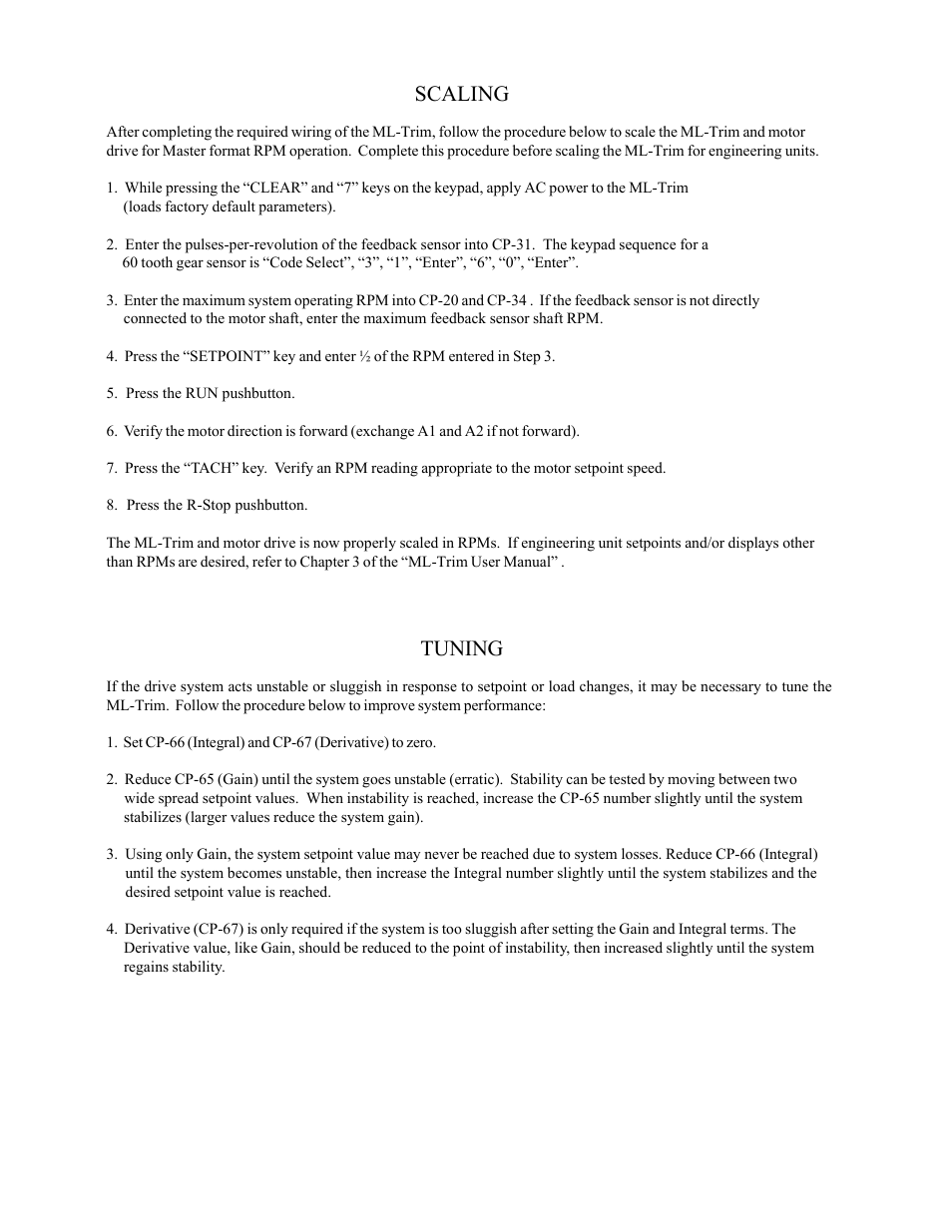 Scaling, Tuning | CONTREX ML-TRIM User Manual | Page 2 / 4