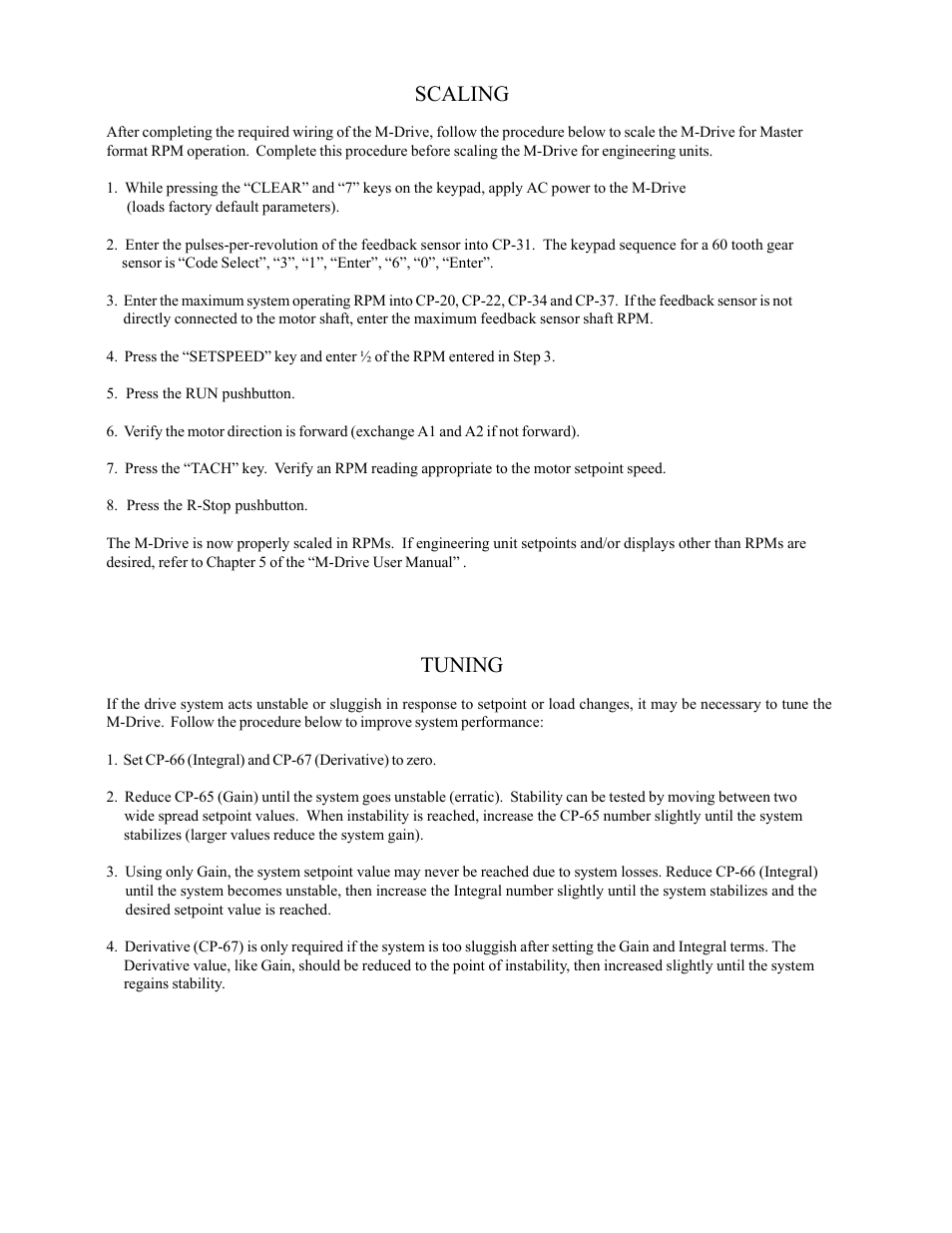 Scaling, Tuning | CONTREX M-Drive User Manual | Page 2 / 4