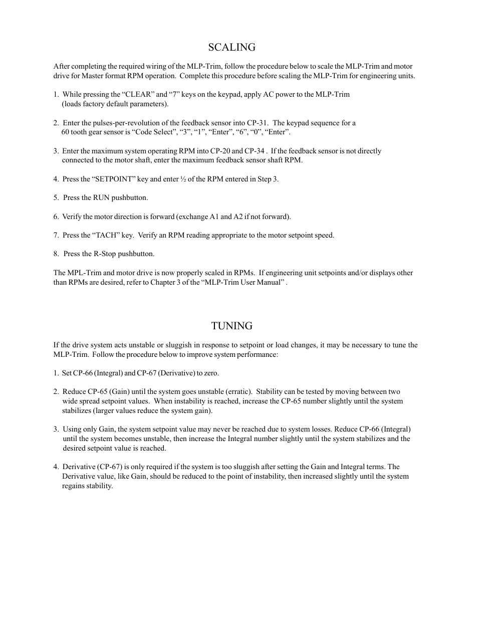 Scaling, Tuning | CONTREX MLP-Trim User Manual | Page 2 / 4
