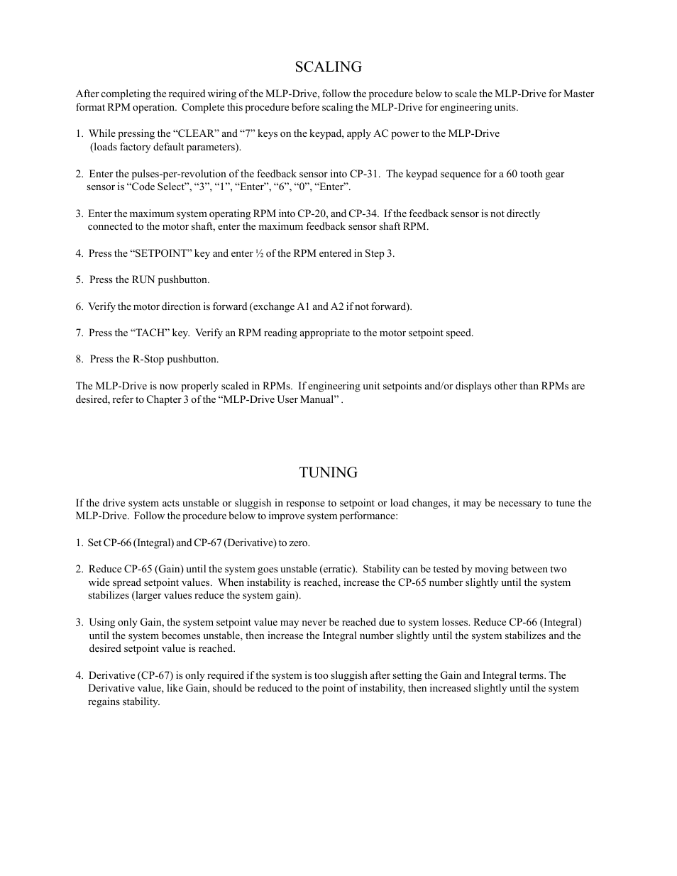 Scaling, Tuning | CONTREX MLP-Drive User Manual | Page 2 / 4