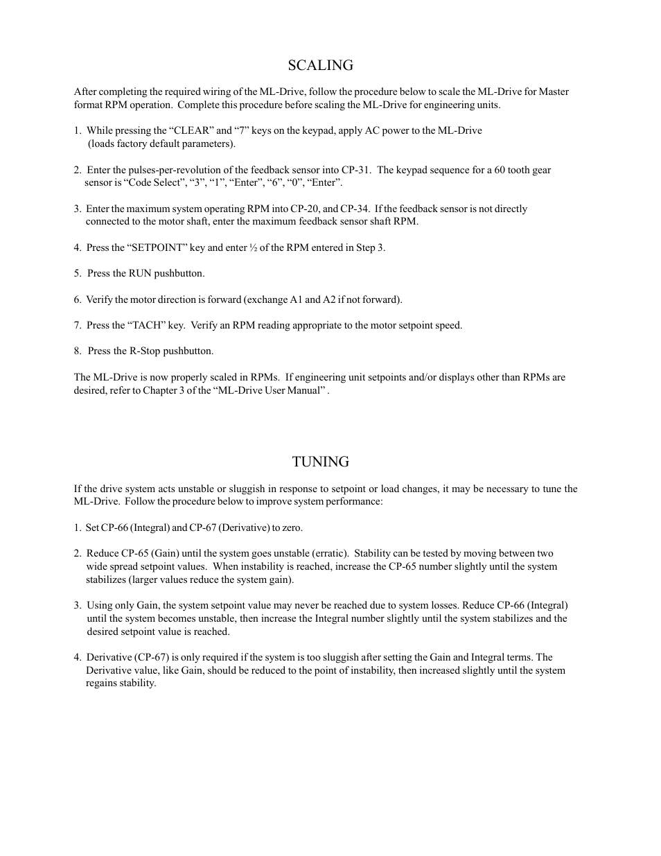 Scaling, Tuning | CONTREX ML-Drive User Manual | Page 2 / 4