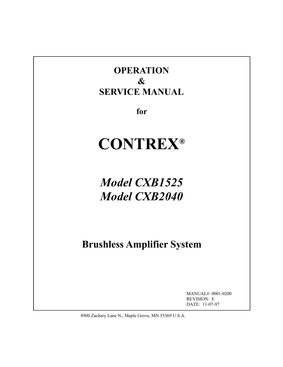 CONTREX CXB2040 User Manual | 52 pages
