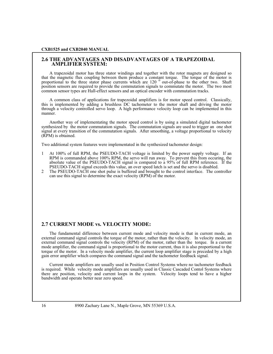 6 the advantages and disadvantages of trapezoidal, Amplifier, System | 7 current mode vs velocity mode | CONTREX CXB2040 User Manual | Page 19 / 52