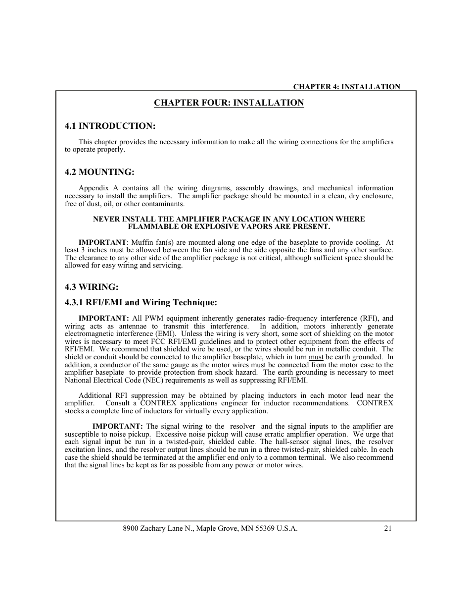 1 introduction, 2 mounting, 3 wiring -23 | 1 rfi/emi and wiring technique | CONTREX CXB2040 User Manual | Page 24 / 52