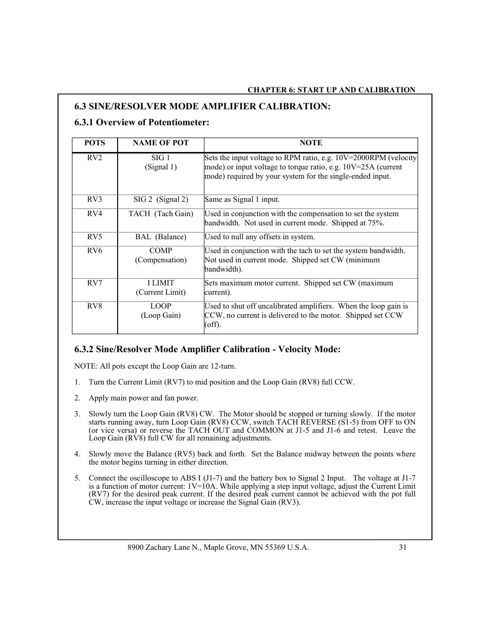 3 sine/resolver mode amplifier calibration -33, 1 overview of potentiometers | CONTREX CXB2040 User Manual | Page 34 / 52