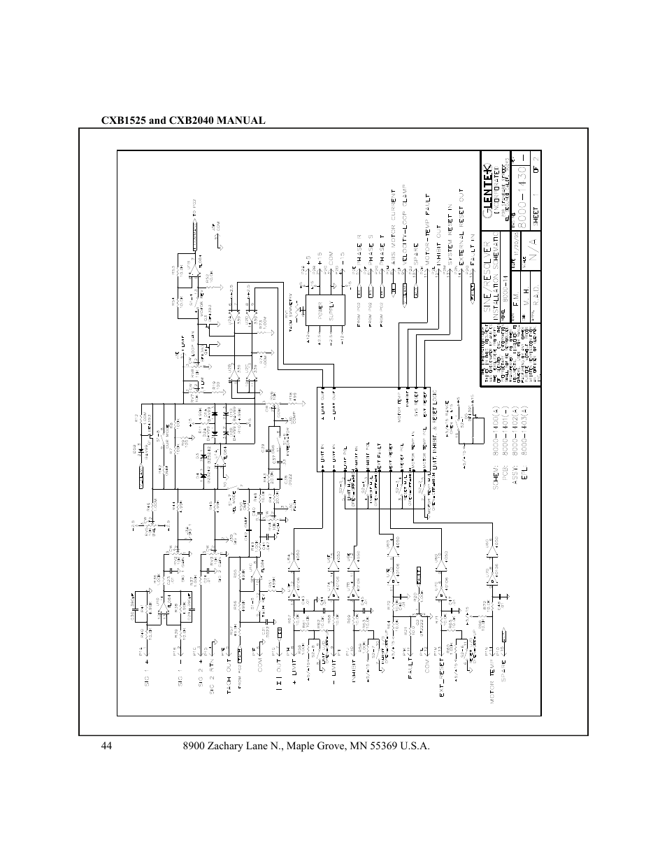 Sine/resolver mode schematic (8000-1430) -45 | CONTREX CXB2040 User Manual | Page 47 / 52