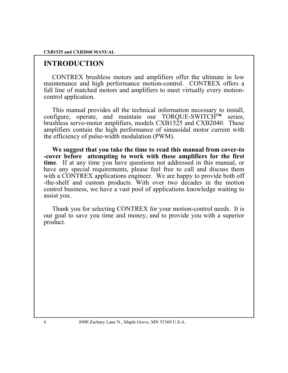 Introduction | CONTREX CXB2040 User Manual | Page 9 / 52