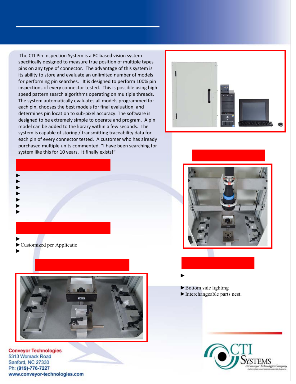 Conveyor Technologies TABLE TOP VISION SYSTEM User Manual | 1 page