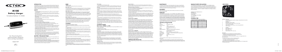 CTEK M 100 User Manual | 1 page