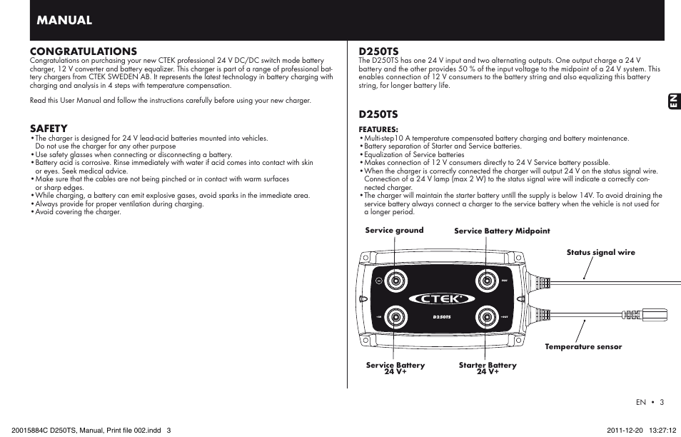 CTEK D250TS User Manual | 6 pages