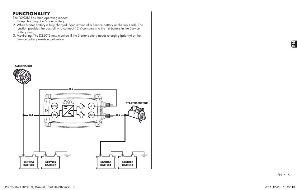 Functionality | CTEK D250TS User Manual | Page 3 / 6