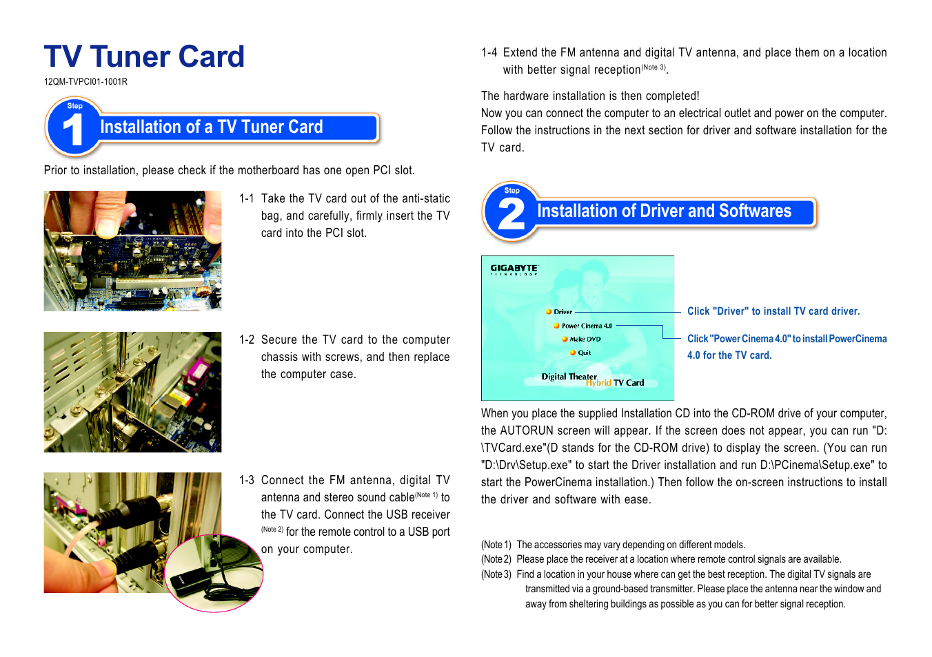 GIGABYTE 12QM-TVPCI01-1001R User Manual | 11 pages