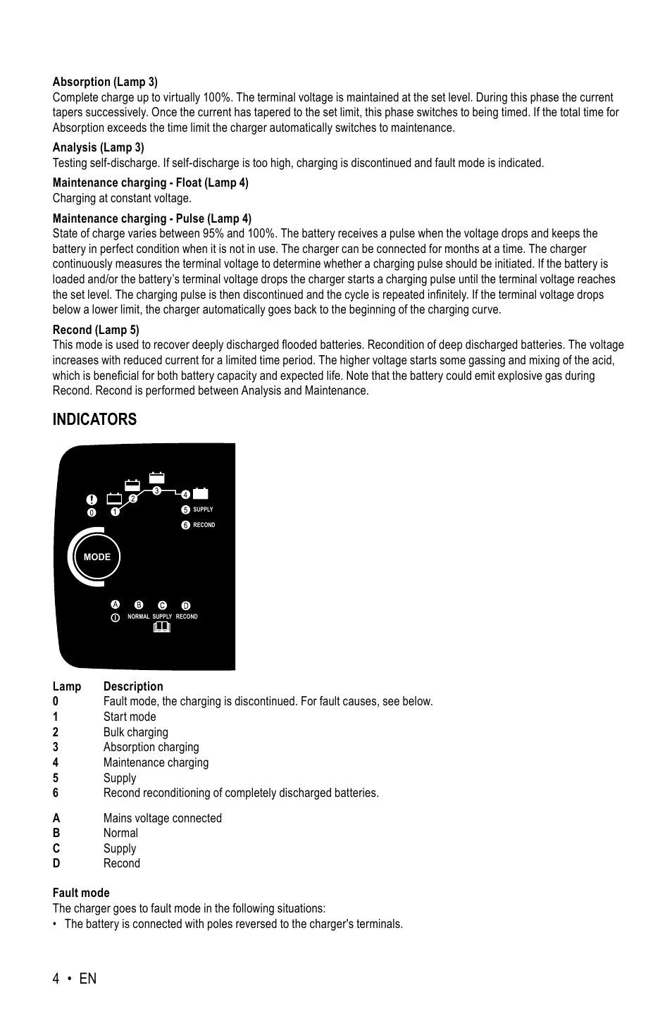 Indicators, 4 • en | CTEK MXT 14000 AE User Manual | Page 4 / 8