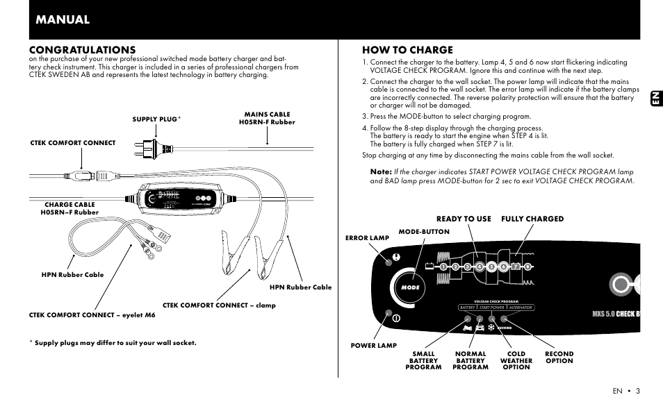 CTEK MXS 5.0 CHECK User Manual | 8 pages