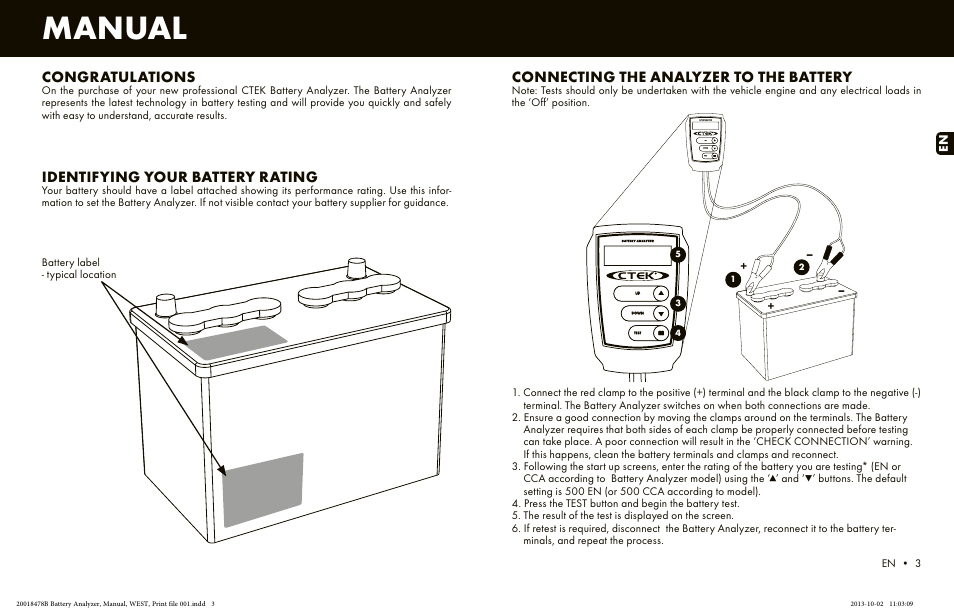 CTEK Battery Analyzer User Manual | 3 pages