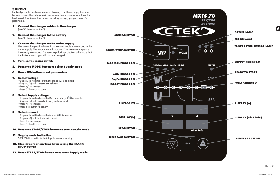 Mxts 70, Supply | CTEK MXTS 70 50 User Manual | Page 6 / 9