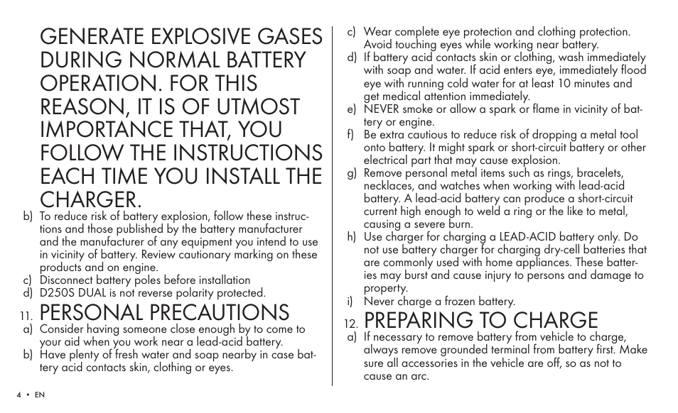 Personal precautions, Preparing to charge | CTEK SMARTPASS User Manual | Page 2 / 24