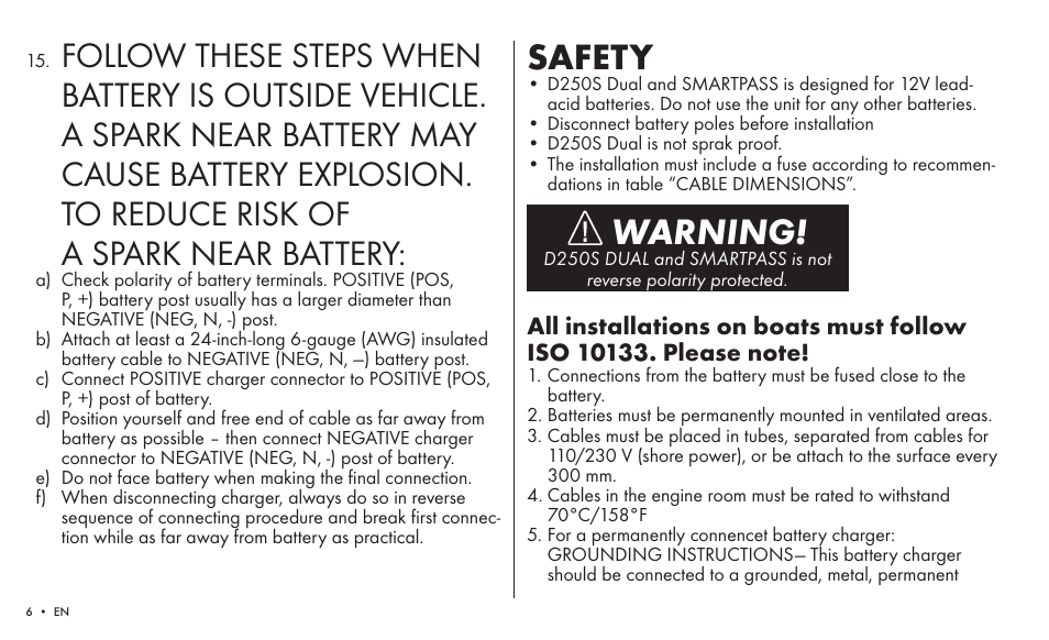 Safety, Warning | CTEK SMARTPASS User Manual | Page 4 / 24