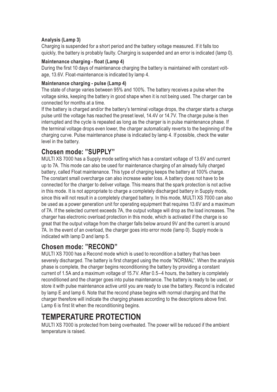 Temperature protection | CTEK MXS 7000 User Manual | Page 5 / 9