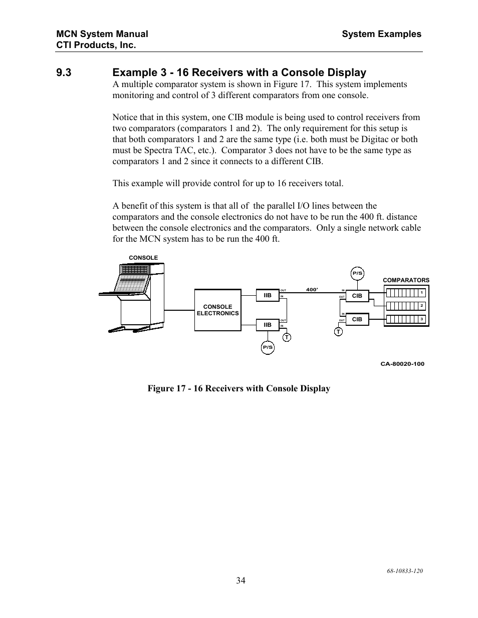 3 example 3 - 16 receivers with a console display, Figure 17 - 16 receivers with console display | CTI Products MCN RCD System Overview User Manual | Page 38 / 46