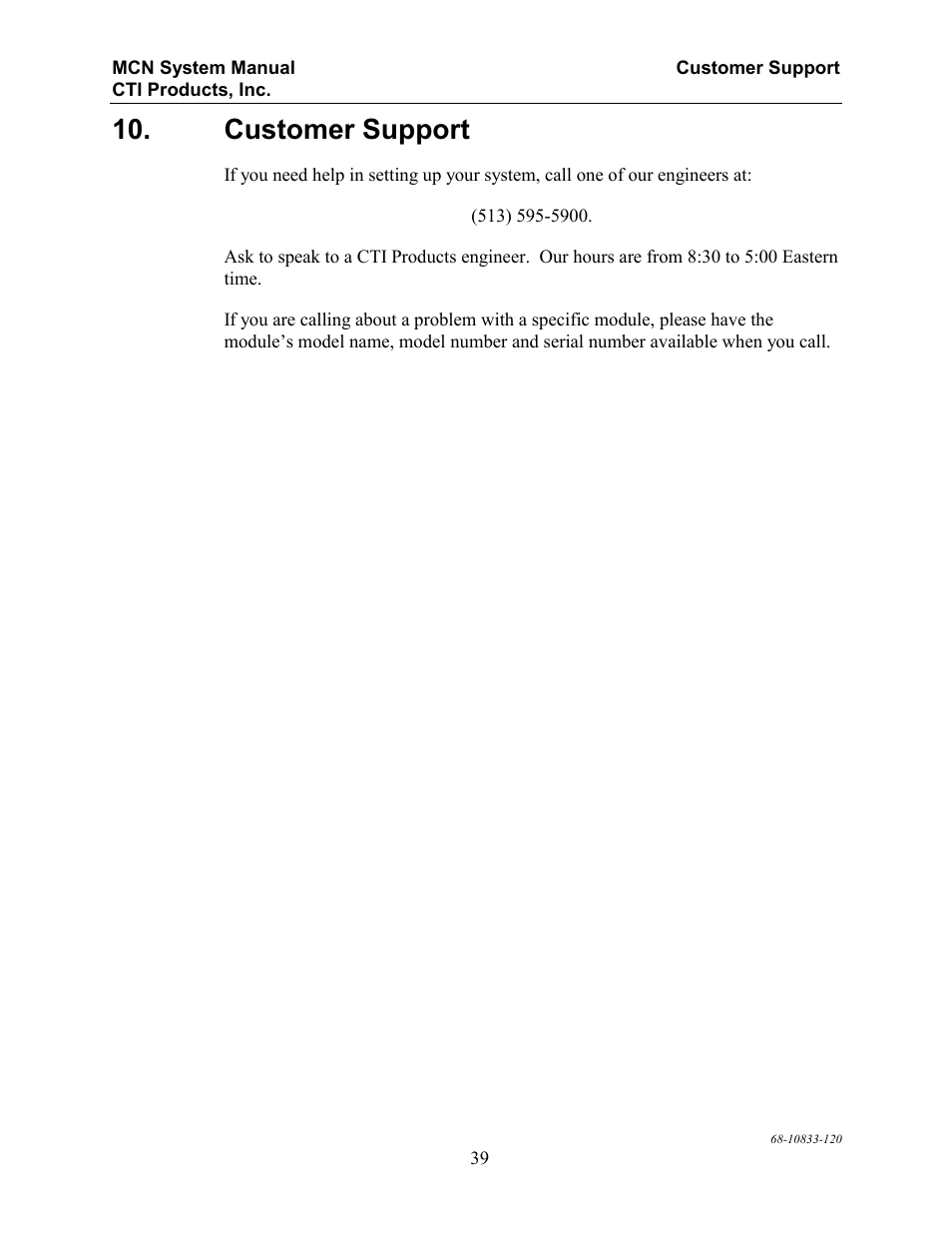 Customer support | CTI Products MCN RCD System Overview User Manual | Page 43 / 46