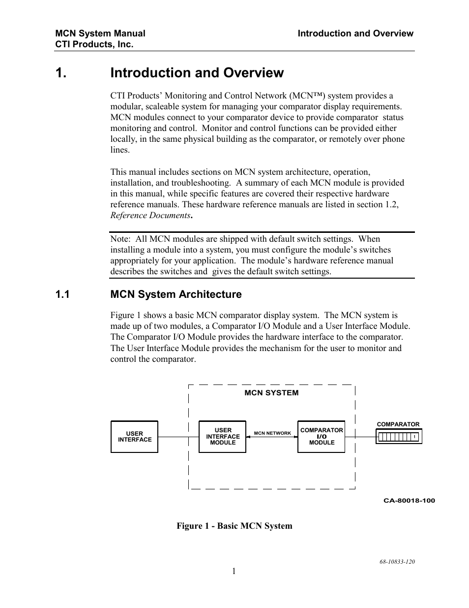 Introduction and overview, 1 mcn system architecture | CTI Products MCN RCD System Overview User Manual | Page 5 / 46