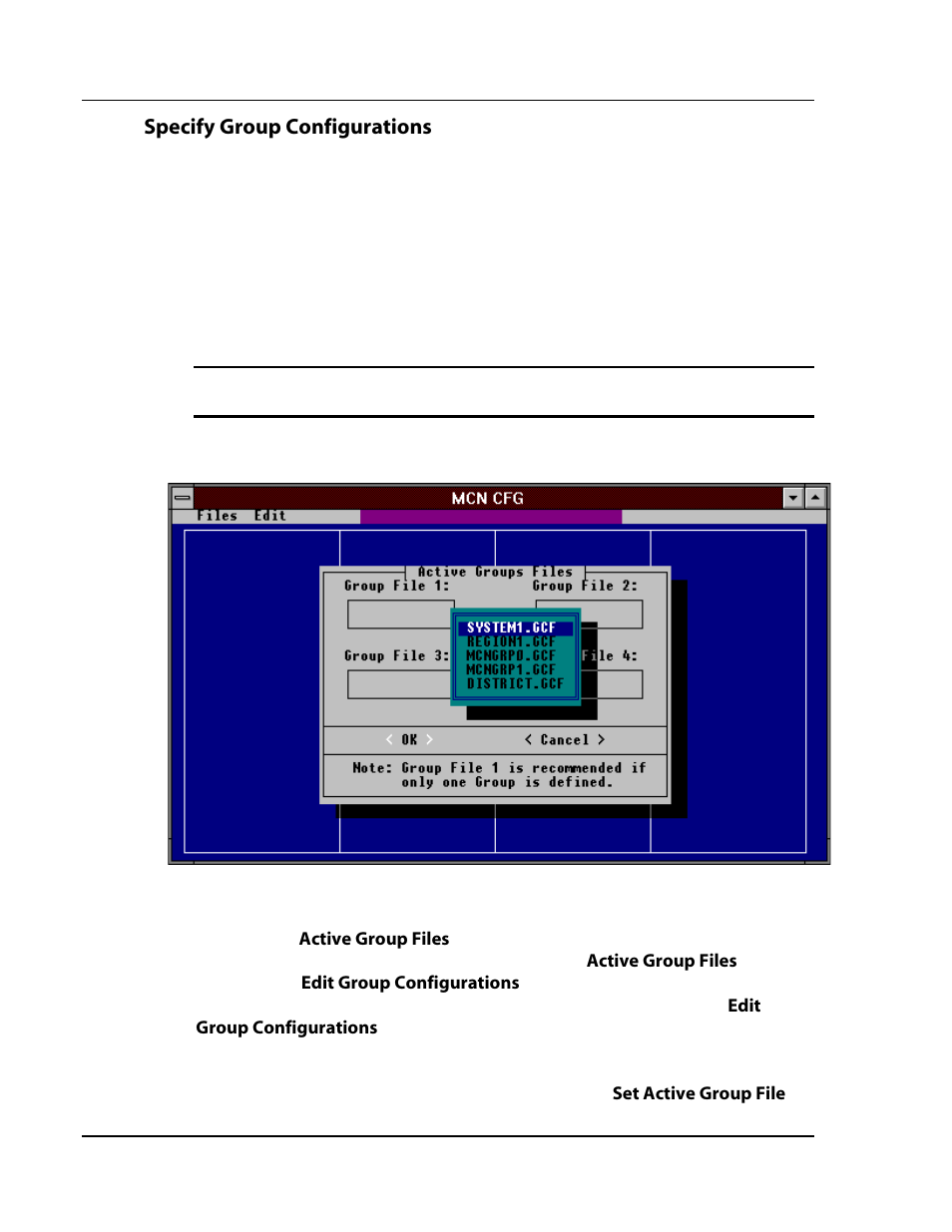 Specify group configurations dialog box, Pecify, Roup | Onfigurations, Ialog | CTI Products RCD Standard - Remote Comparator Display User Manual | Page 33 / 119