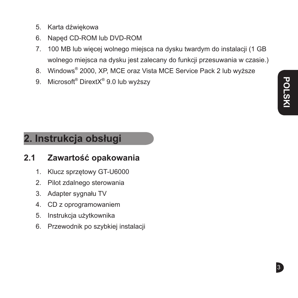 Instrukcja obsługi, English polski english english, 1 zawartość opakowania | GIGABYTE GT-U6000 User Manual | Page 27 / 49