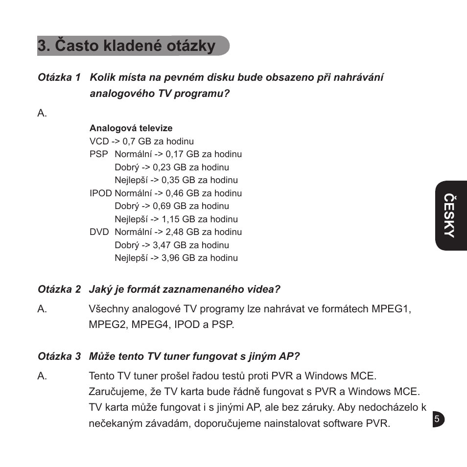 Často kladené otázky, English, English česky english | GIGABYTE GT-U6000 User Manual | Page 33 / 49