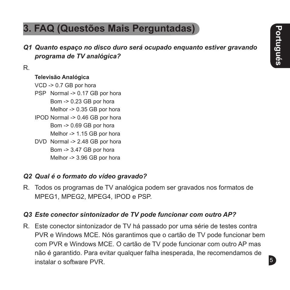 Faq (questões mais perguntadas), Portugués english english english | GIGABYTE GT-U6000 User Manual | Page 45 / 49